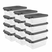 Sterilite 16 Qt Clear Plastic Stacking Storage Containers w/ Gray Lid (12 Pack)