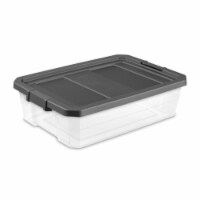 Sterilite 40 Qt Clear Plastic Storage Bin Totes w/ Latching Lid, Gray (24 Pack)