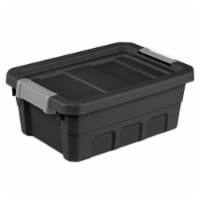 Sterilite 4 Gallon Industrial Storage Totes with Latch Clip Lids, Black (6 Pack)