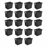 Sterilite 7.5 Gal Rugged Industrial Storage Totes w/ Latch Lids, Black (6 Pack)