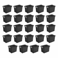Sterilite 7.5 Gal Rugged Industrial Storage Totes w/ Latch Lids, Black (24 Pack)