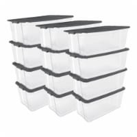 Sterilite 30 Qt Clear Plastic Stackable Storage Bin w/ Grey Latch Lid, 12  Pack, 12pk - Foods Co.