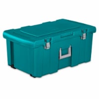 Sterilite 16 Gal Lockable Footlocker Toolbox Container w/ Wheels, Teal (2 Pack)