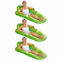Aqua Leisure Luxury Water Recliner Pool Floats w/ Headrest, Lime Floral (3 Pack)