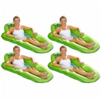 Aqua Leisure Luxury Water Recliner Pool Floats w/ Headrest, Lime Floral (4 Pack)