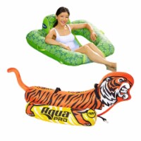 Aqua Leisure Zero Gravity Pool Float, Green & AquaPro 2 Seat Tow Rider, Orange