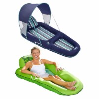 Aqua Leisure Inflatable Pool Lounger w/ Canopy & Luxury Recliner w/ Headrest