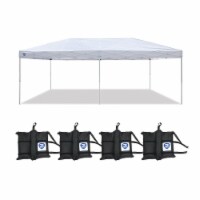Z-Shade 20 x 10 Ft Everest Pop Up Canopy, White & Leg Wrap Weight Bags, Set of 4