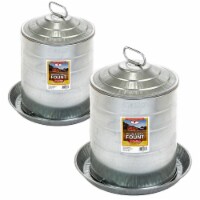 Miller Manufacturing 5 Gal Double Wall Metal Poultry Automatic Waterer, (2 Pack)
