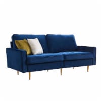 JULYFOX Mid Century Modern Button Tufted Velvet Loveseat Sofa Couch, Blue