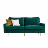 JULYFOX Mid Century Modern Button Tufted Velvet Loveseat Sofa Couch, Green