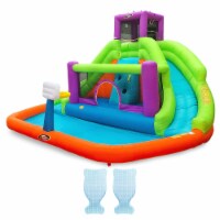 Magic Time Double Hurricane Water Slide Park & COMFY FLOATS Saddle Float (2 Pk)