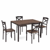 JOMEED 5 Piece Metal Frame Kitchen Dining Table and Chairs Set, Brown/Black