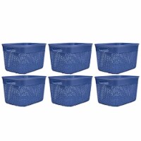 Life Story Lightweight Heavy Duty Storage Woven Basket 16 Quarts, Blue (6 Pack)