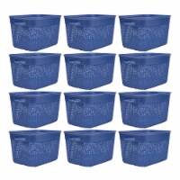 Life Story Lightweight Heavy Duty Storage Woven Basket 16 Quarts, Blue (12 Pack)