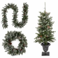 National Tree Company Snow Morgan Spruce Prelit 4' Tree, 9' Garland & 24  Wreath