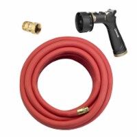 Underhill 100 Ft Red Water Hose with Master Gold 7 Spray Nozzle & Hose Adapter