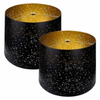 ALUCSET 12 x 14 x 10  Starry Sky Etched Metal Lamp Shade, Black/Gold (2 Pack)