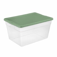 Sterilite 56 Qt Plastic Stackable Storage Container Tote, Crisp Green (24 Pack)