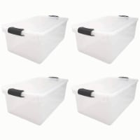 Homz 66 Qt Clear Storage Organizing Container Bin with Latching Lids (4 Pack)