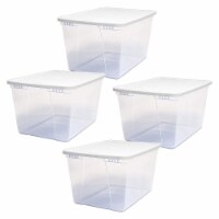 Homz 56qt Snaplock Clear Plastic Storage Container Bin with Secure Lid (4 Pack)