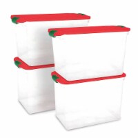Homz 112 Qt Latching Holiday Plastic Storage Container Tote Box, Clear (4 Pack)