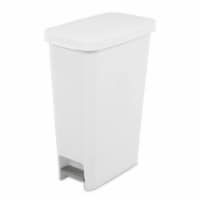 Sterilite Slim Trash Can with Lid, Step On 11 Gal White Kitchen