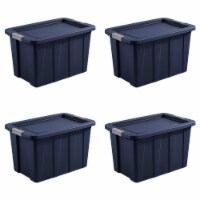 Sterilite Tuff1 30 Gallon Plastic Storage Tote Bin w/Latching Lid, Blue (4 Pack)
