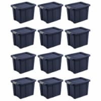 Sterilite Tuff1 18 Gal Plastic Storage Tote Bin w/Latching Lid, Blue (12 Pack)