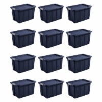 Sterilite Tuff1 30 Gal Plastic Storage Tote Bin w/ Latching Lid, Blue (12 Pack)
