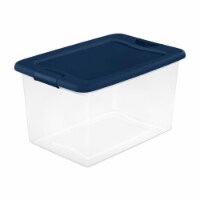Sterilite 64 Quart Clear Plastic Latching Storage Container, Blue (18 Pack)