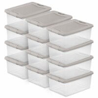 Sterilite 15 Quart Clear Plastic Latching Storage Container Box, Grey (12 Pack)