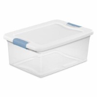 Sterilite 15 Qt Clear Latching Storage Container Organizing Box, Blue (24 Pack)