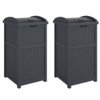 Suncast 30 Gallon Hideaway Trash Waste Bins for Outdoor, Cyberspace (2 Pack)