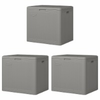 Suncast 22 Gallon Indoor Outdoor Small Patio Deck Storage Box, Stoney (3 Pack) Perspective: Main