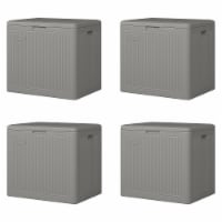Suncast 22 Gallon Indoor Outdoor Small Patio Deck Storage Box, Stoney (4 Pack)