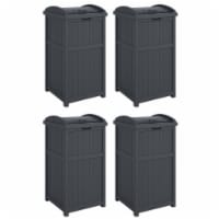 Suncast 30 Gallon Hideaway Trash Waste Bins for Outdoor, Cyberspace (4 Pack)