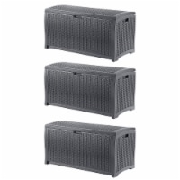 Suncast 73 Gallon Wicker Outdoor Patio Storage Deck Box, Cyberspace (3 Pack)