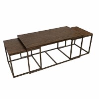 Interior Elements Steel Indoor Nesting Modern Coffee Table Set of 3 Living Room, Brown, 48