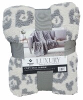 Members Mark Luxury Cozy Knit Throw 60in X 70in Leopard Warm Gray 1 each Kroger