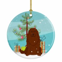 Merry Christmas Tree Caucasian Shepherd Dog Ceramic Ornament,