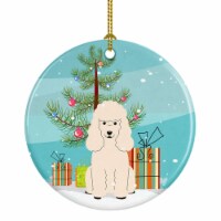 Merry Christmas Tree Poodle White Ceramic Ornament,