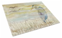 Carolines Treasures SC2020LCB Blue Heron Yellow Sky Glass Cutting Board Large