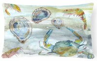 Crab, Shrimp and Oyster Watercolor Canvas Fabric Decorative Pillow
