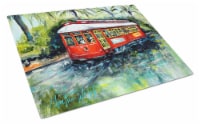 Carolines Treasures MW1278LCB Little Red Street Car Glass Cutting Board Large