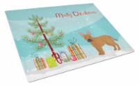 Tan French Bulldog Pit Bull Mix Christmas Tree Glass Cutting Board Large