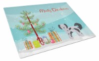 Carolines Treasures  CK3872LCB Shih Poo Christmas Tree Glass Cutting Board Large