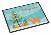 Carolines Treasures CK3468MAT Tan Lhasa Apso Christmas Tree Doormat 18x27