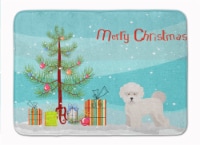 Bichon Frise Christmas Tree Machine Washable Memory Foam Mat