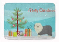 Old English Sheepdog Christmas Tree Machine Washable Memory Foam Mat